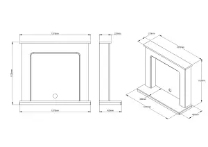 Be Modern Fontwell White marble & Slate effect Fire surround set with Lights included