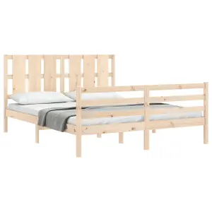 Berkfield Bed Frame with Headboard King Size Solid Wood