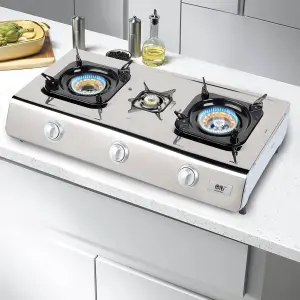 NJ NSD-3 Portable 3 Burner Gas Stove Indoor Gas Hob Caravan Home Kitchen Camping Garden Catering