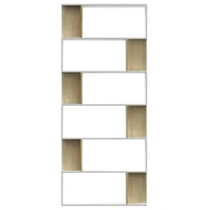 Berkfield Book Cabinet/Room Divider White and Sonoma Oak 80x24x192 cm Engineered Wood