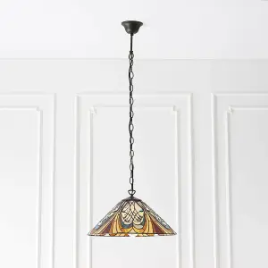 Tiffany Glass Hanging Ceiling Pendant Light Bronze Chain Down Lamp Shade i00121