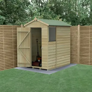 Forest Garden Beckwood 6x4 ft Apex Natural timber Wooden Shed with floor & 1 window