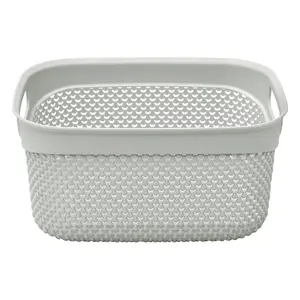 JVL Droplette Design Plastic Storage Basket, One Size, Handles, Grey