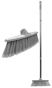 Long Handled Indoor Soft Sweeping Broom - Grey/Silver