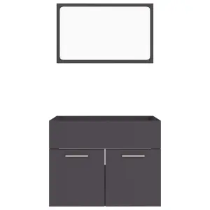 Berkfield 2 Piece Bathroom Furniture Set Grey Engineered Wood