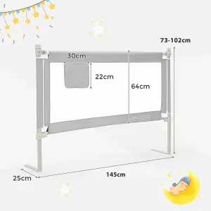 Costway 145 cm Toddler Bed Rail Infant Safety Bed Guardrail