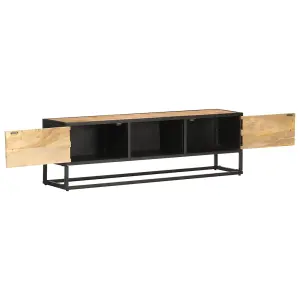 Berkfield TV Cabinet with Carved Door 130x30x40 cm Rough Mango Wood