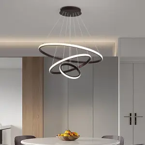 Black Chandelier LED Circle Modern Luxury 3 Rings (20+40+60cm) Pendant Light