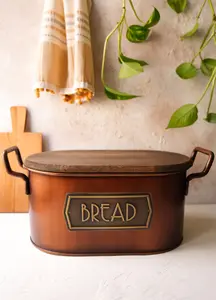 Rozi Copper Bread Bin With Lid