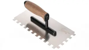 Toolty Stainless Steel Adhesive Notched Trowel with Cork Handle on Aluminium Foot 270mm 12x12mm for Tiling Plastering Rendering