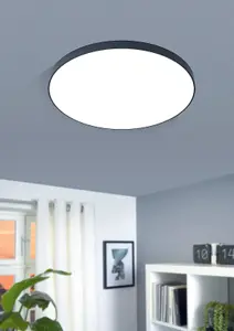 Flush Ceiling Light Colour Black Shade White Plastic Bulb LED 36W Included