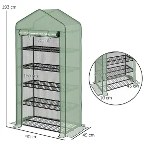 Outsunny Widened Mini Greenhouse 5 Tier Green House, 193H x 90W x 49Dcm, Green