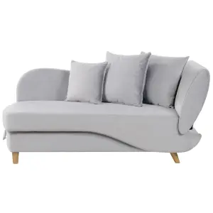 Right Hand Velvet Chaise Lounge with Storage Light Grey MERI II