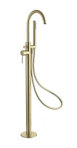 Aquarius RF-Series Floor Standing Bath Shower Mixer Tap inc Kit Brushed Brass