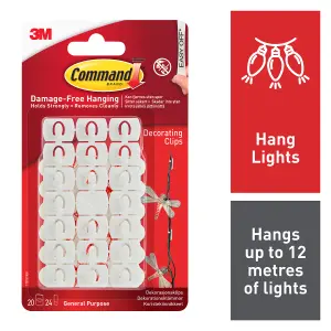 3M Command Decorating White Adhesive clip, Pack of 20