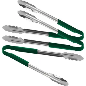 Stainless Steel Tongs 12" (Set of 3) Green / 38.1cm