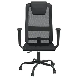 Berkfield Office Chair Black Mesh Fabric and Faux Leather