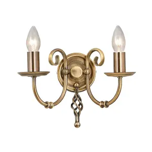 Twin Wall Light Artisan Knot Twist Detail Aged Brass LED E14 60W