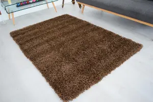 Brown Thick Shaggy Rug - California - 60x230cm (2'x7'8")