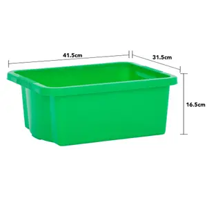 Wham 4x Stack & Store 16L Green Plastic Storage Boxes. Home, Office, Classroom, Playroom, Toys, Books. L42 x W32 x H17cm