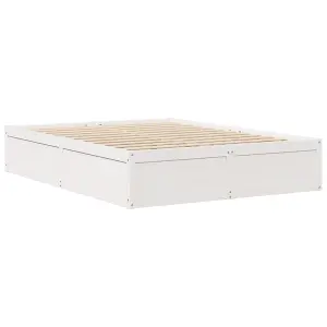 Berkfield Bed Frame without Mattress White 150x200 cm King Size Solid Wood Pine