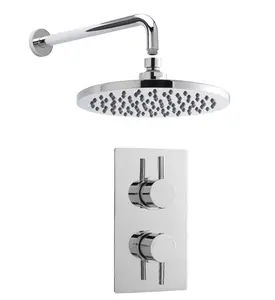 Shower Bundle Concealed Round Twin Valve, Arm & Head Kit - Chrome Balterley