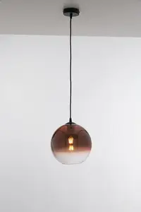 Luminosa Marte Globe Dome Pendant, Copper, Clear, E27