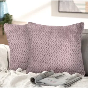 Moneeba Snug Soft Chevron Patterned Mink Moda Plush Cushion Mauve / 56cm x 56cm