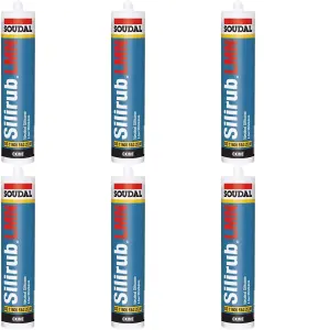 Soudal Silirub LMN Neutral Silicone Sealant, Anthracite Grey, 300ml RAL 7016 (130268) (Pack of 6)