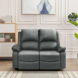 Comfy Living Reclining Faux Leather Sofa In Dark Grey 2 Seater Sofa