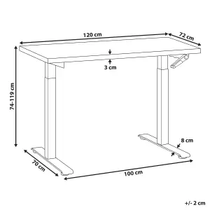 Adjustable Desk Manual Dark Wood DESTINES