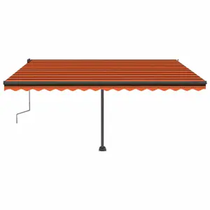 Berkfield Manual Retractable Awning with LED 450x300 cm Orange and Brown