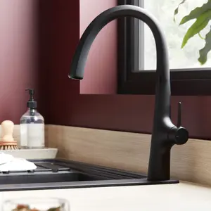 GoodHome Edulis Black Graphite effect Kitchen Side lever Tap