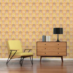 AS Creation Retro Flowers Yellow Wallpaper Trendy Textured Paste The Wall