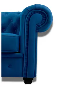 Chesterfield Style Mariot Corner Sofa Blue French Velvet (Left Hand Corner)