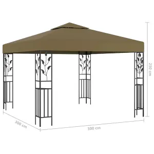 Berkfield Gazebo with LED String Lights 3x3 m Taupe