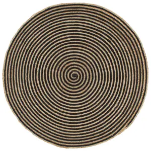 Berkfield Handmade Rug Jute with Spiral Design Black 90 cm