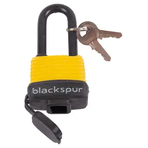 Blackspur - Long Shackle Laminated Steel Weatherproof Padlock - 4cm - Yellow