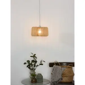 Lucide Etta Scandinavian Pendant Light 29cm - 1xE27 - Light Wood