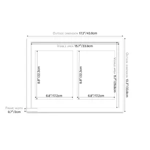 16x12 Inch 2 Opening Photo Collage Frame, Display Two 9x7 Inch Photos, Multi Aperture Family Picture Frame, White