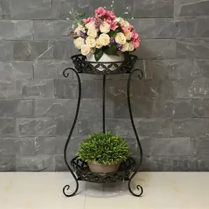 Garden 2 Tier Black Tall Vintage Plant Stand 64cm H