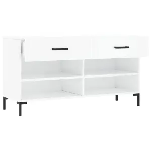 Berkfield Shoe Bench High Gloss White 102x35x55 cm Engineered Wood