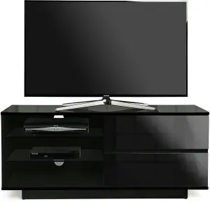 Homeology Gallus Gloss Black with 2-Black Drawers and 2 Shelves up to 55"LED, LCD, Plasma Cabinet TV Stand