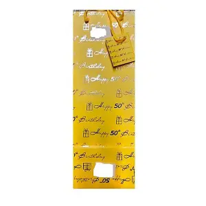 Present 50th Birthday Bottle Bag Yellow/Silver (One Size)