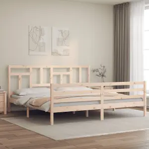 Berkfield Bed Frame with Headboard 200x200 cm Solid Wood