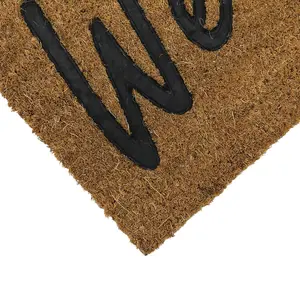 JVL Rubber Embossed PVC Backed Coir Doormat, 40x60cm, Welcome