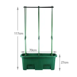 simpa Dark Green Climbing Plants Grow Kit: 70cm Trough Pot & Trellis Stakes