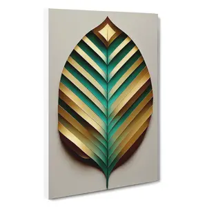 Art Deco Leaf No.5 - Wrapped Canvas Print 60cm H x 40cm W x 3cm D