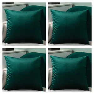 Nayelee Square Throw Pillow Cover (Set of 4) Dark Green