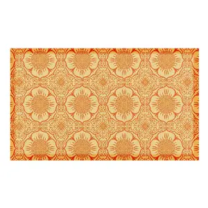 Orange Floral Pattern Indoor & Outdoor Doormat - 70x40cm